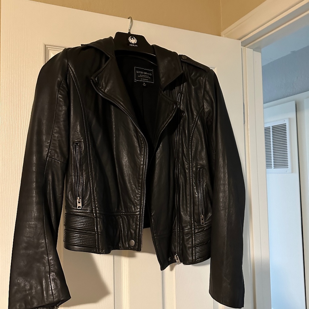 Lucky Brand Leather Moto Jacket.